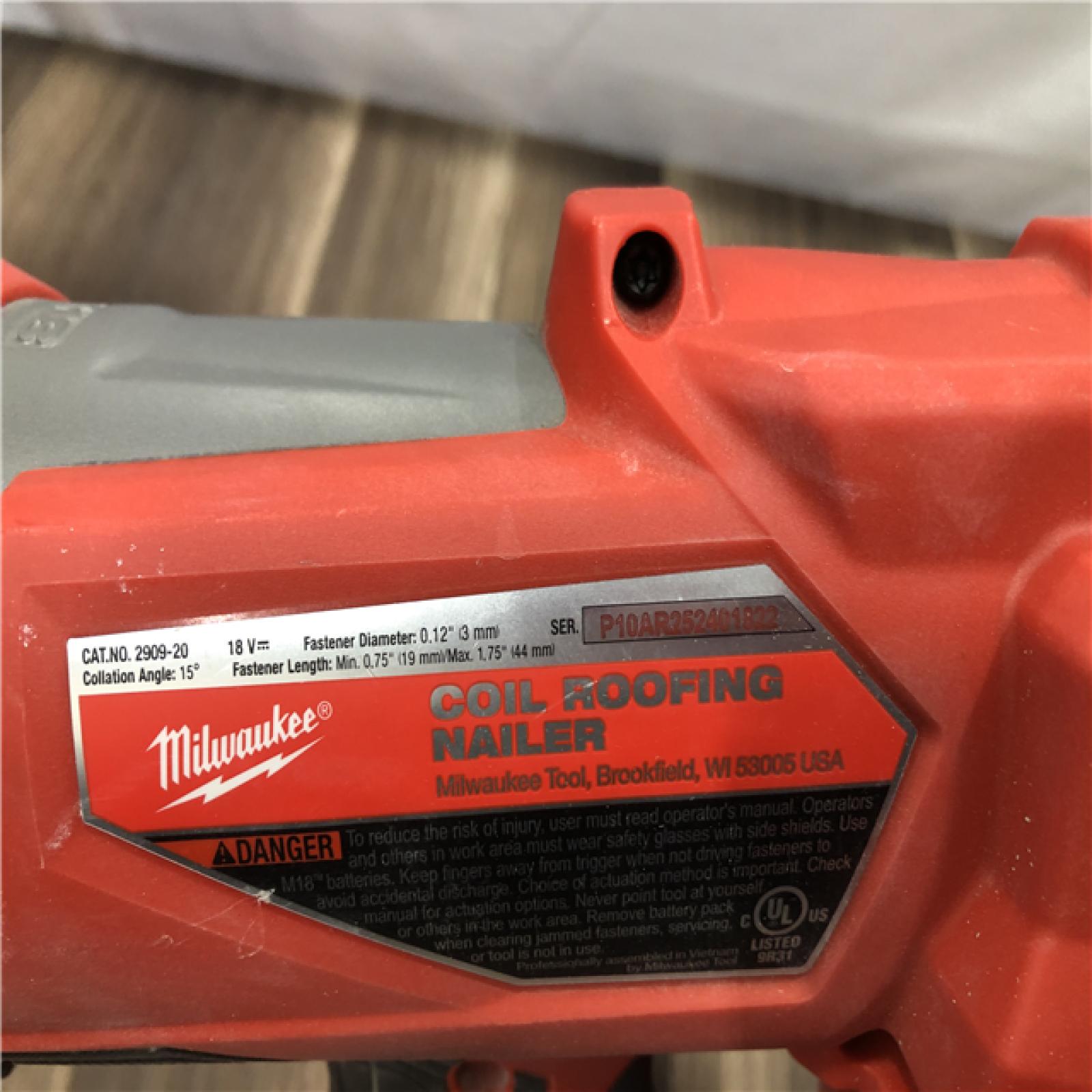 AS-IS Milwaukee  FUEL 18-Volt Lithium-Ion Brushless Cordless Coil Roofing Nailer (Tool Only)