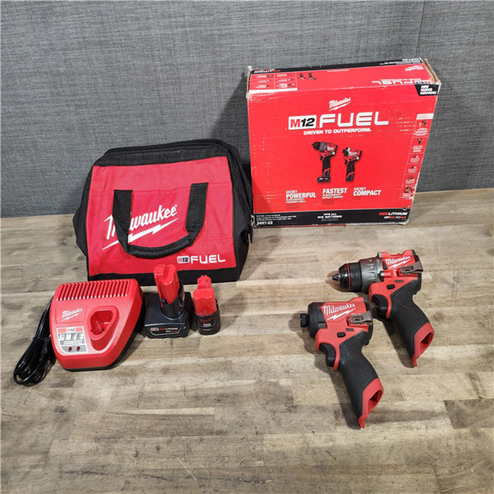 HOUSTON LOCATION - AS-IS Milwaukee 3497-22 12V Brushless Hammer Drill and Impact Driver Combo Kit