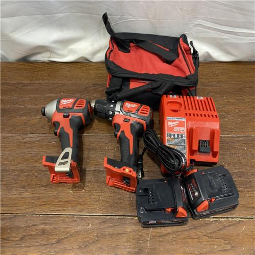 AS-IS Milwaukee M18 18V Cordless Brushed 2 Tool Drill/Driver and Impact Driver Kit