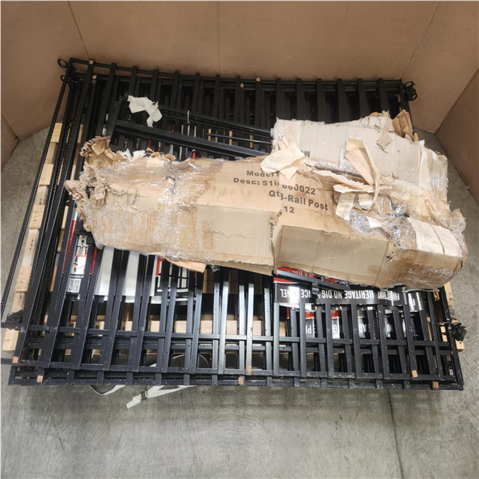 Phoenix LIKE NEW FORGERIGHT Heritage 46 in. H x 74 in W Steel Large No Dig Pre-Assembled Spaced Bar Flat Framed Metal Fence Panel With Door and Posts