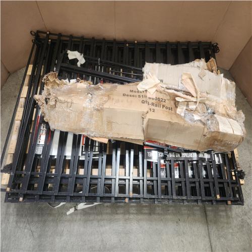 Phoenix LIKE NEW FORGERIGHT Heritage 46 in. H x 74 in W Steel Large No Dig Pre-Assembled Spaced Bar Flat Framed Metal Fence Panel With Door and Posts