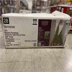 DALLAS LOCATION - Home Decorators Collection 7.5 ft. Elegant Twinkling Grand Fir LED Pre-Lit Artificial Christmas Tree with Timer T32