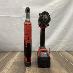AS-IS Milwaukee  FUEL 18V Cordless Mid Torque 1/2 in. Impact Wrench w/ M12 FUEL 3/8 in. Ratchet & Battery/Charger Combo Kit