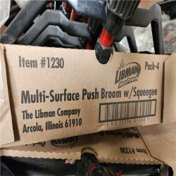 Phoenix Location AS-IS Libman 24 in. High Power Heavy-Duty Multi-Surface Squeegee Push Broom with Brace and Steel Handle Pallet (36-Brooms)
