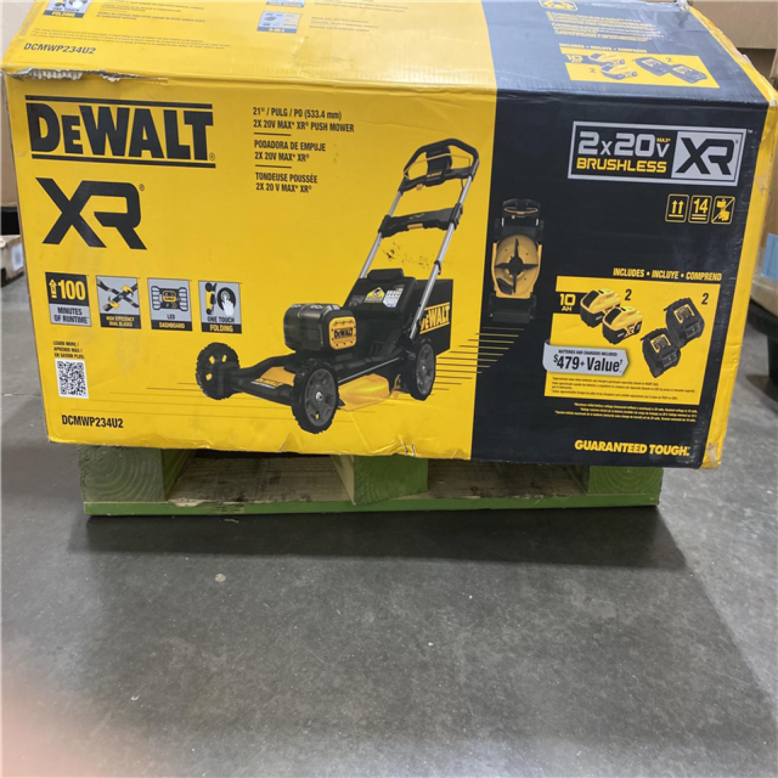 Dallas Location - As-Is DEWAL-2x20V MAX 21 in. Cordless Battery Powered Push Lawn Mower Kit with (2) 10 Ah Batteries and Chargers