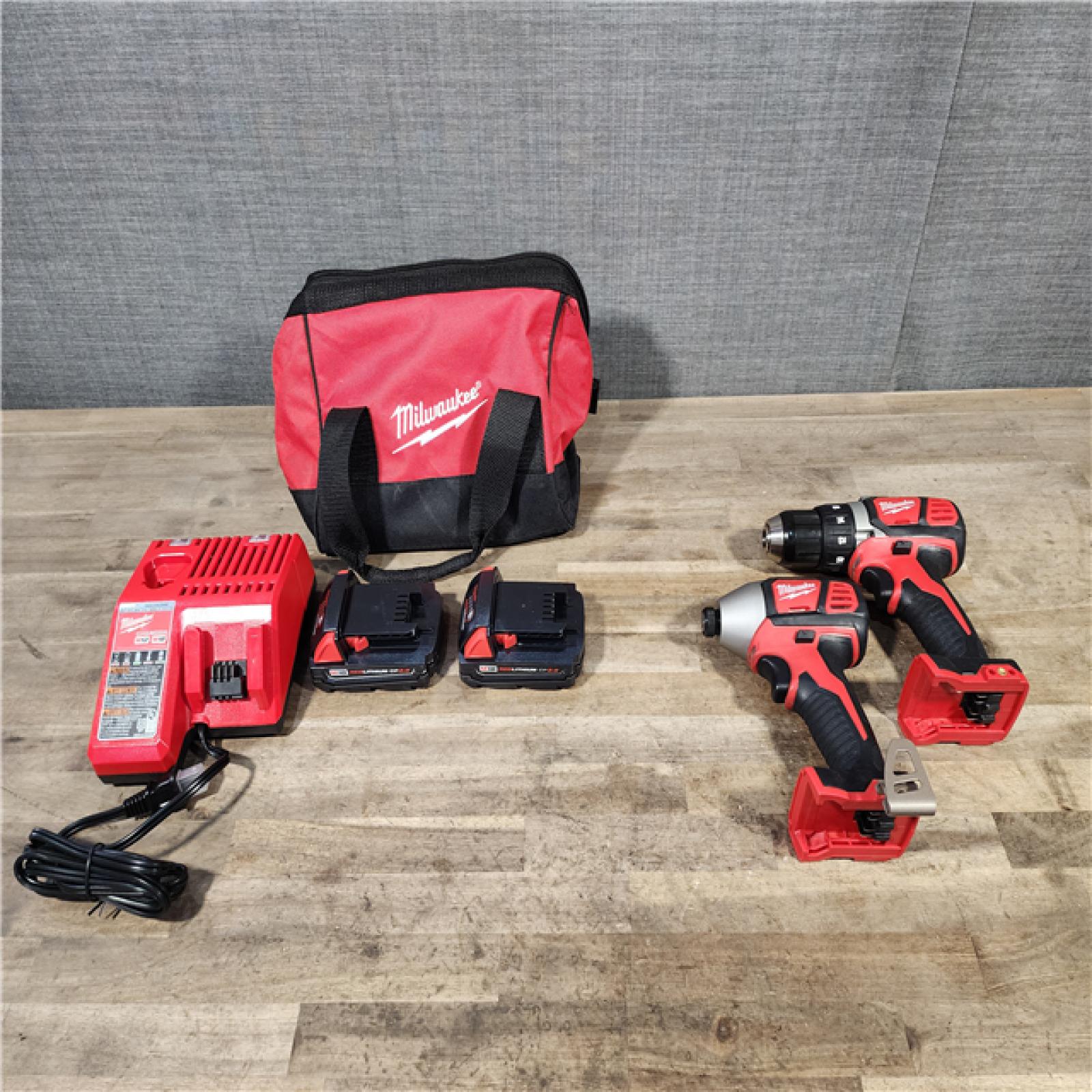 HOUSTON LOCATION - AS-IS Milwaukee 18V Cordless Brushed 2-Tool Drill/Driver and Impact Driver Kit