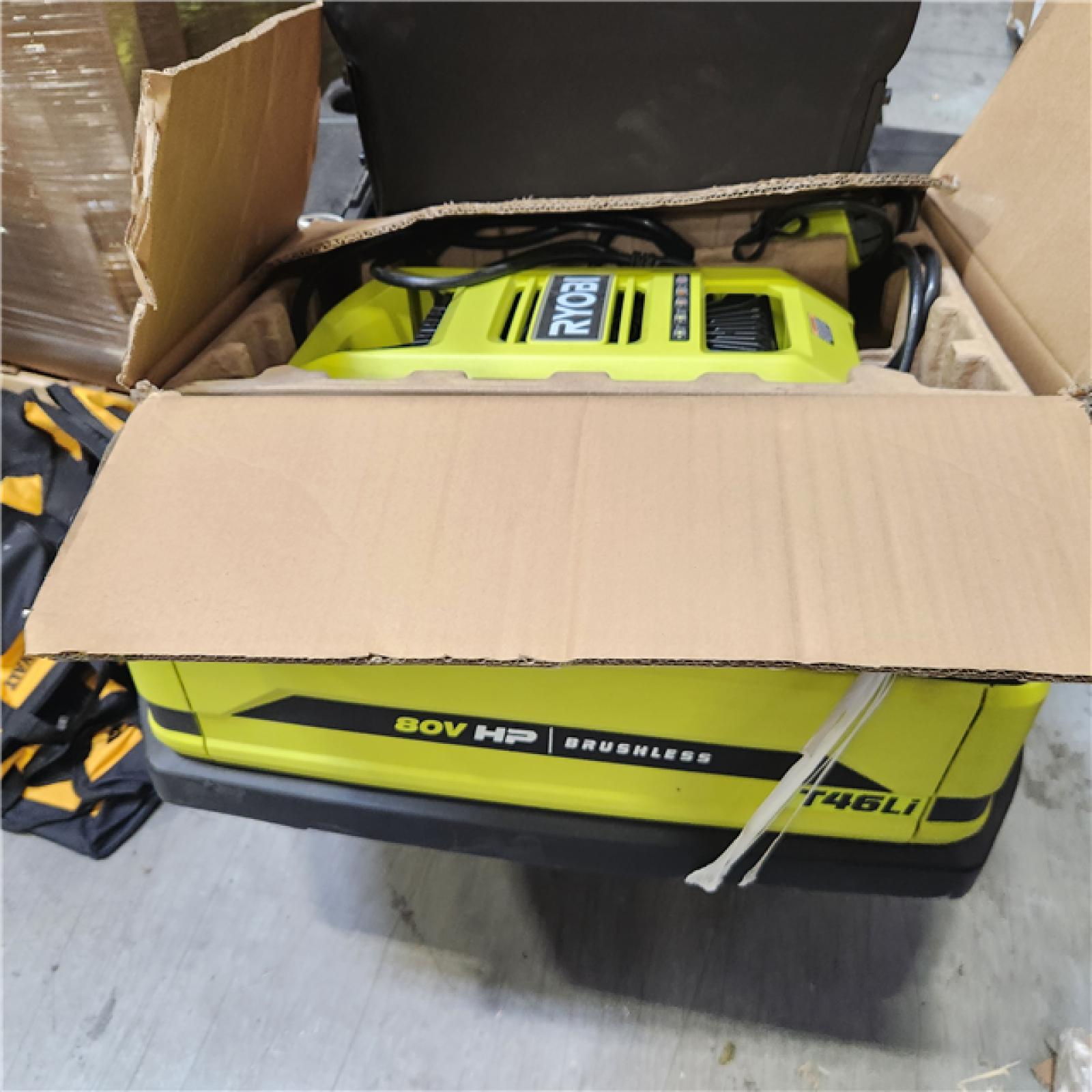 Dallas Location - As-Is RYOBI 80V HP Brushless 46 in. Battery Electric Cordless Riding Lawn Tractor with (3) 80V 10Ah Batteries and Charger