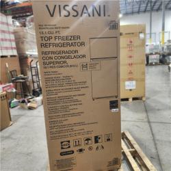 DALLAS LOCATION - Vissani 18.1 cu. ft. Top Freezer Refrigerator with Adjustable Glass Shelving in White  Garage Ready