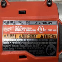 AS-IS Milwaukee 18V Lithium-Ion Compact Brushless Cordless 1/4 in. Impact Driver (Tool-Only)