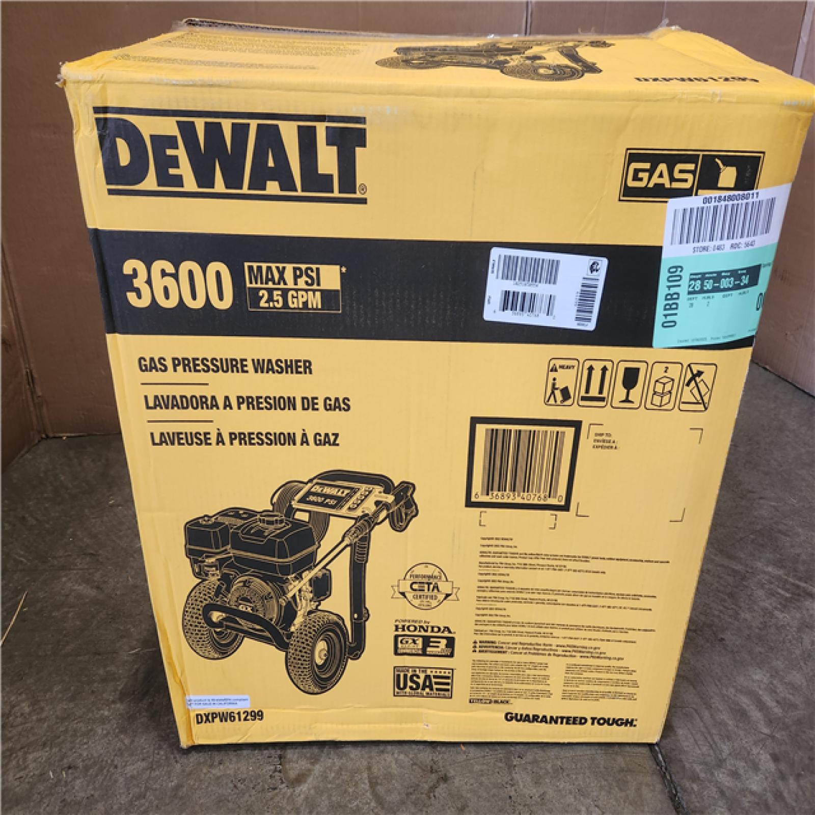 Phoenix NEW DEWALT 3600 PSI 2.5 GPM Cold Water Gas Professional Pressure Washer with HONDA GX200 Engine