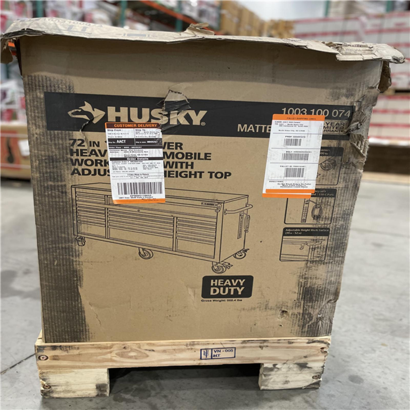 DALLAS LOCATION- Husky 72 in. W x 24 in. D Heavy Duty 18-Drawer Mobile Workbench