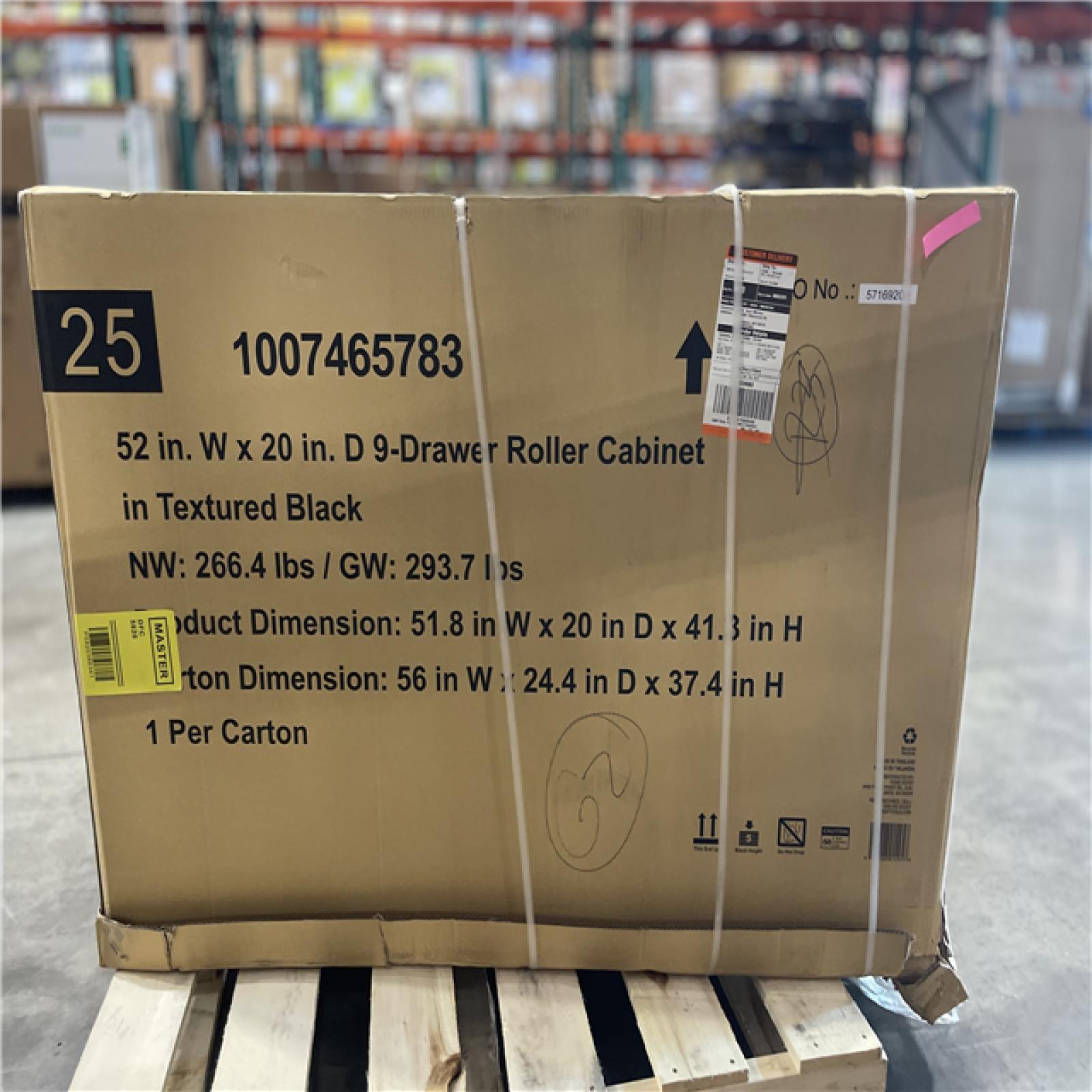 DALLAS LOCATION- Husky Heavy-Duty 52 in. 9-Drawer Matte Black Rolling Tool Cabinet