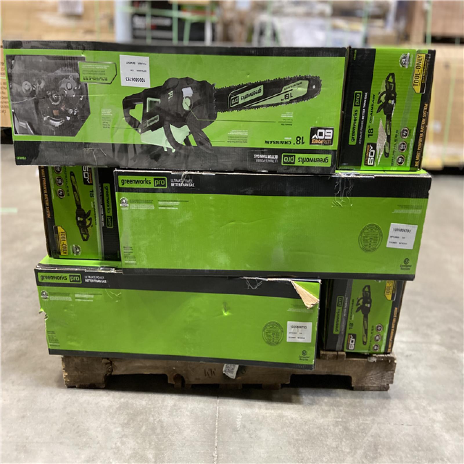 DALLAS LOCATION - Greenworks Pro Bare Tool 60-Volt Max Lithium Ion 18-Inch GEN2 Brushless Cordless Electric Chainsaw; Battery and Charger Not Included 15 (UNITS)