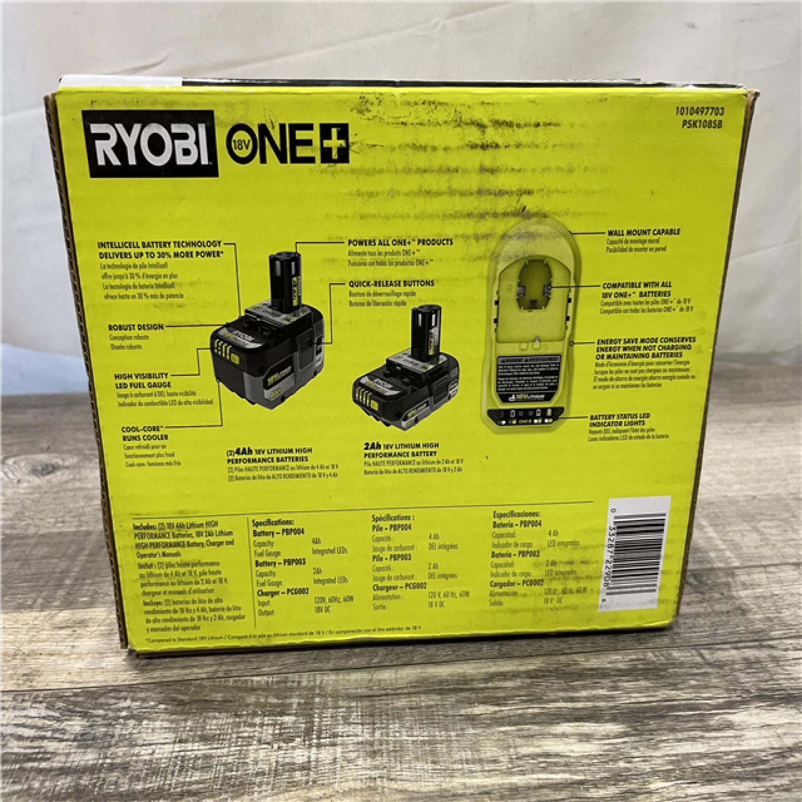 NEW - RYOBI ONE+ 18V Lithium-Ion HIGH PERFORMANCE Starter Kit with 2.0 Ah Battery, (2) 4.0 Ah Batteries, and Charger