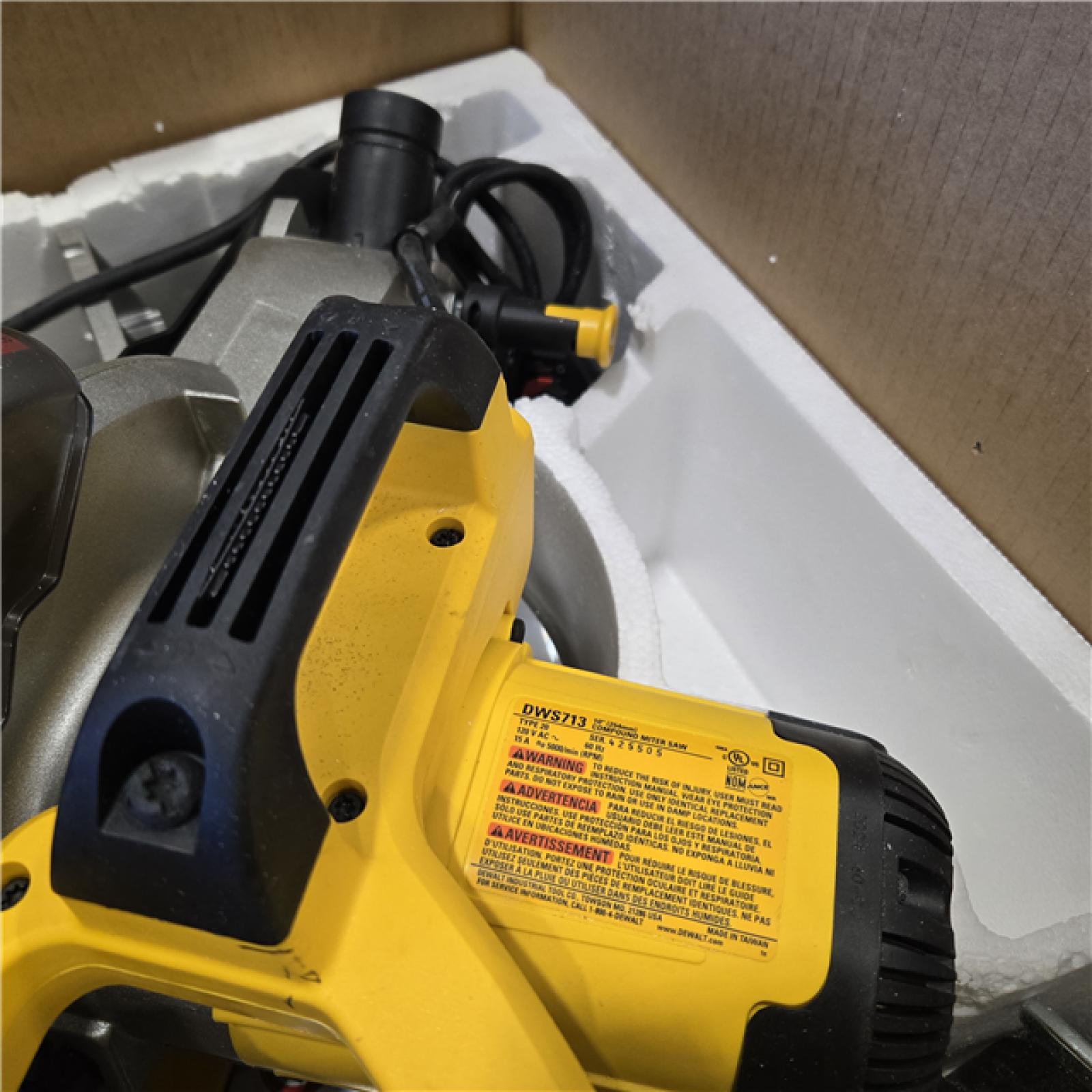 AS-IS DEWALT 15 Amp Corded 10 in. Compound Single Bevel Miter Saw