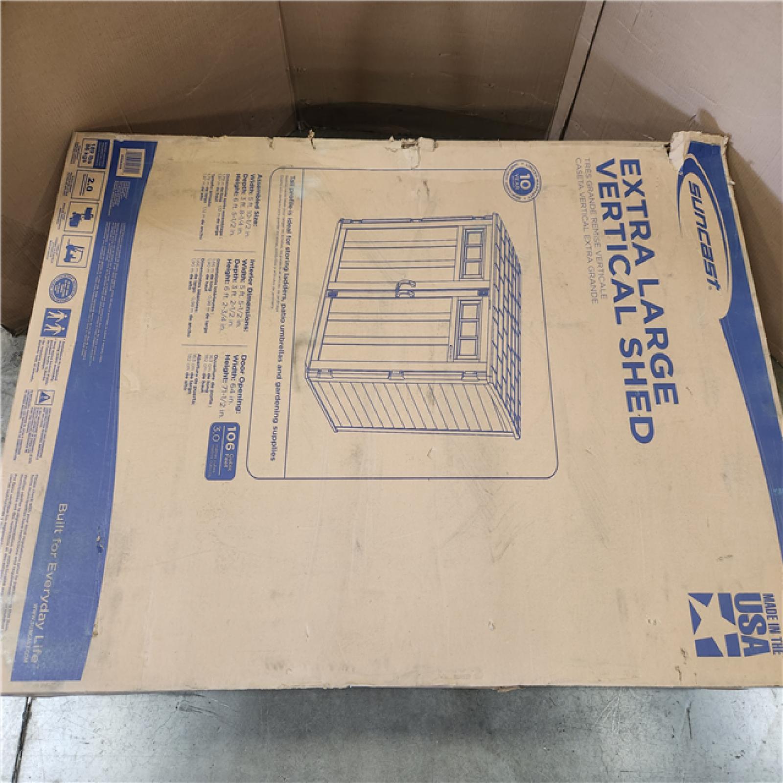 Phoenix NEW Suncast 5 ft. 10.5 in. W x 3 ft. 8.25 in. D x 6 ft. 5.5 in. H XL Plastic Resin Vertical Storage Shed in Peppercorn (Gray)