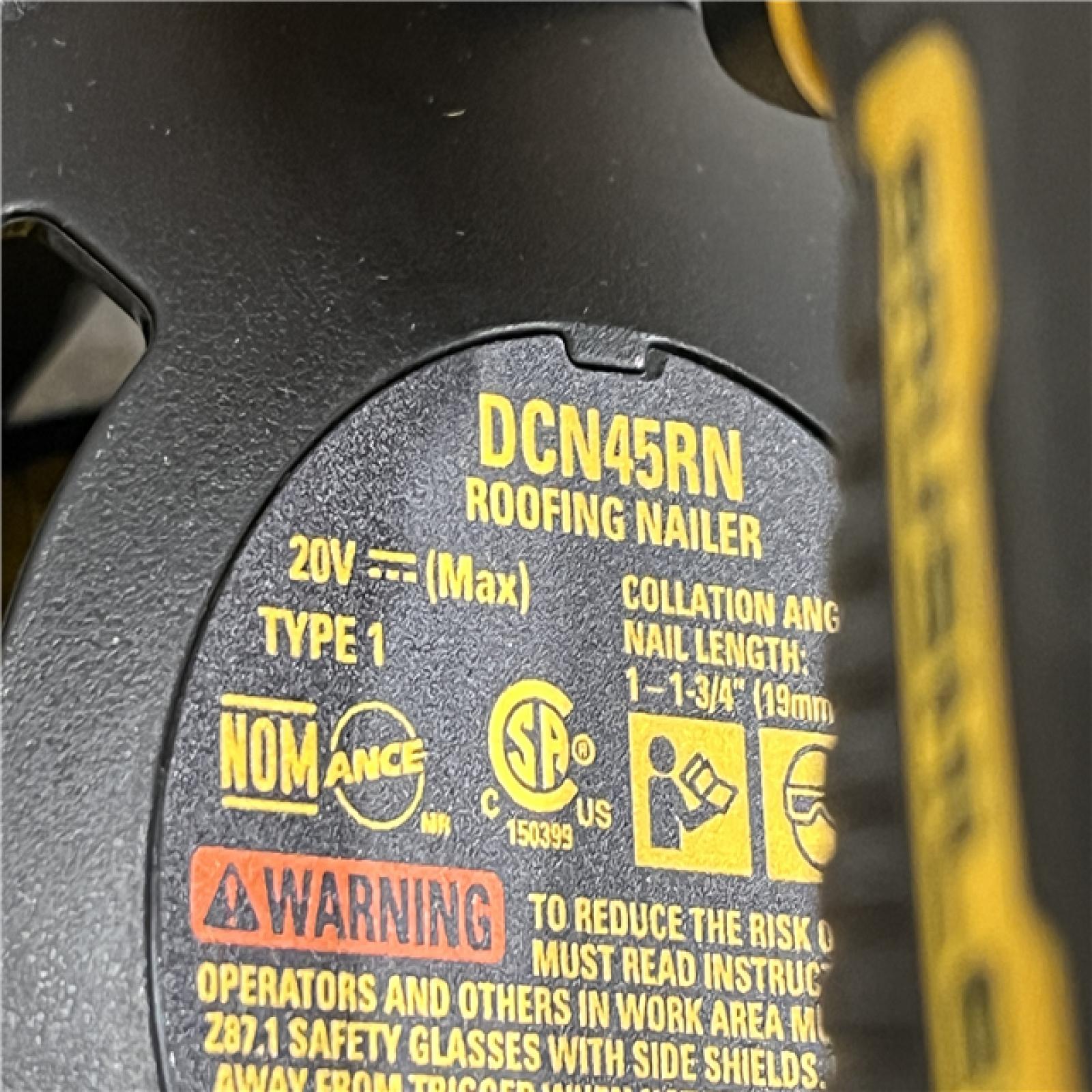 AS-IS DEWALT 20V MAX Lithium-Ion 15-Degree Electric Cordless Roofing Nailer Kit