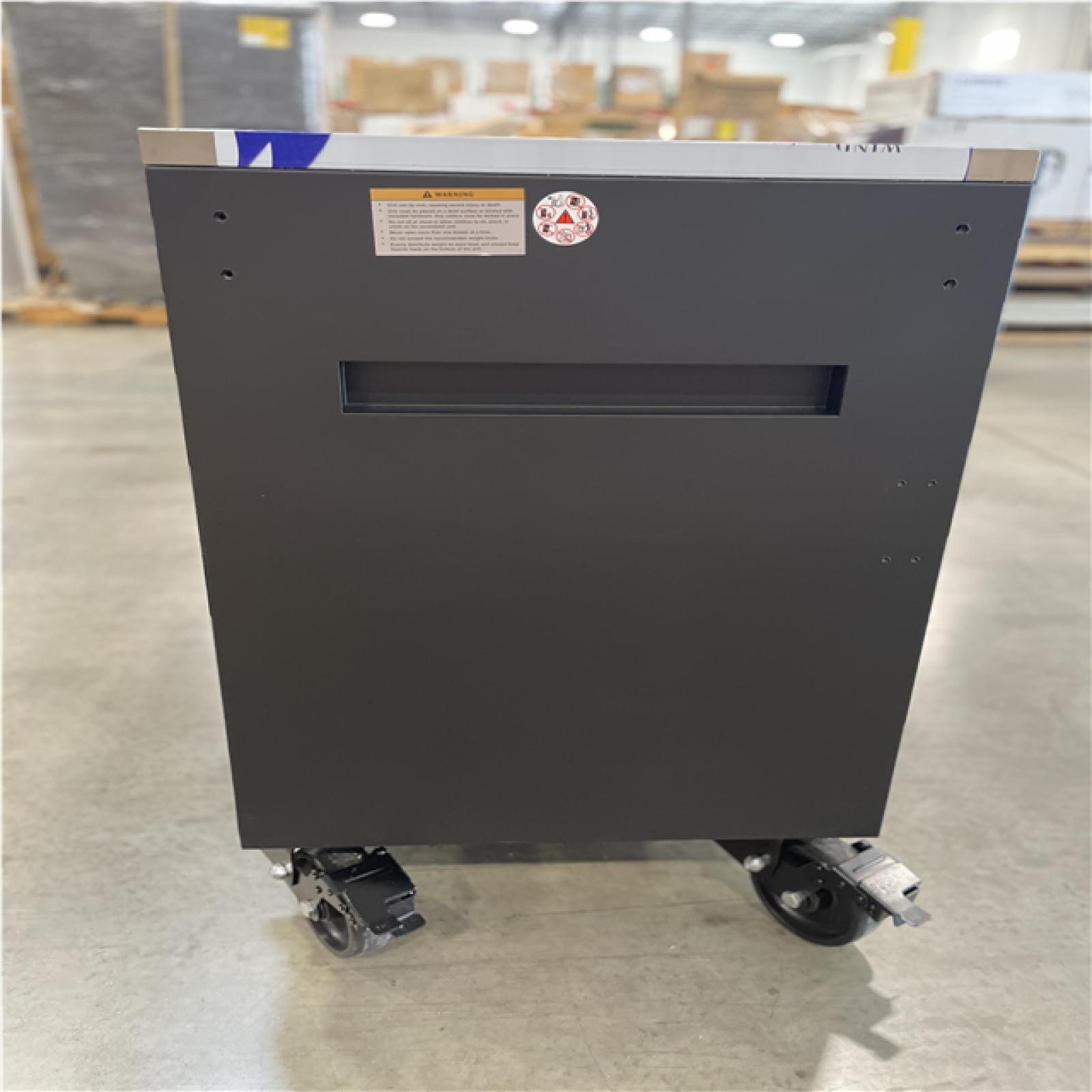 DALLAS LOCATION- AS-IS HUSKY 96 in. W x 24 in. D 16-Drawer Heavy-Duty Mobile Workbench Matte Black/Stainless Steel Top