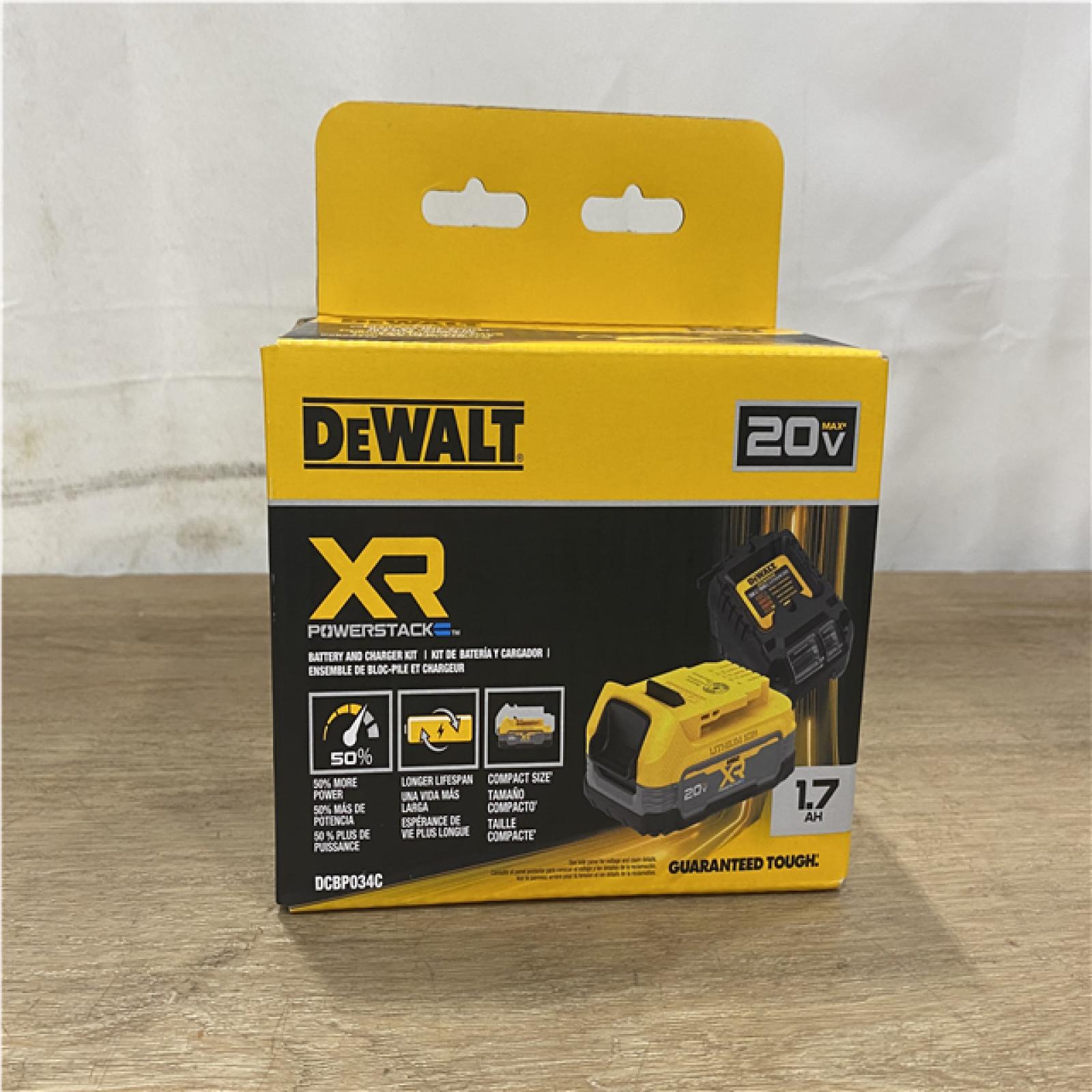 new DEWALT 20V MAX XR POWERSTACK Lithium-Ion Battery Starter Kit with 1.7Ah Battery and Charger