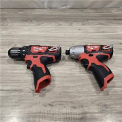 AS-IS Milwaukee 2494-22 M12 Cordless 3/8 Drill / Driver and 1/4 Hex Impact Driver Kit