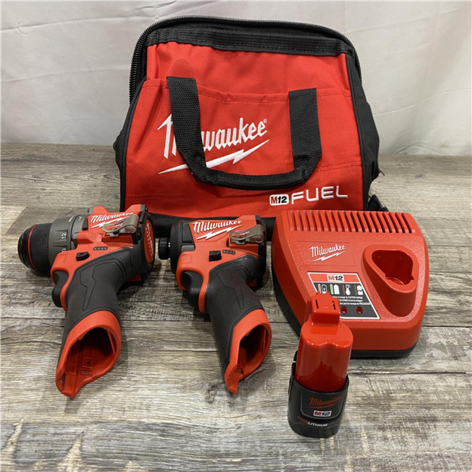 AS-IS Milwaukee FUEL 12-Volt Lithium-Ion Brushless Cordless Hammer Drill and Impact Driver Combo Kit