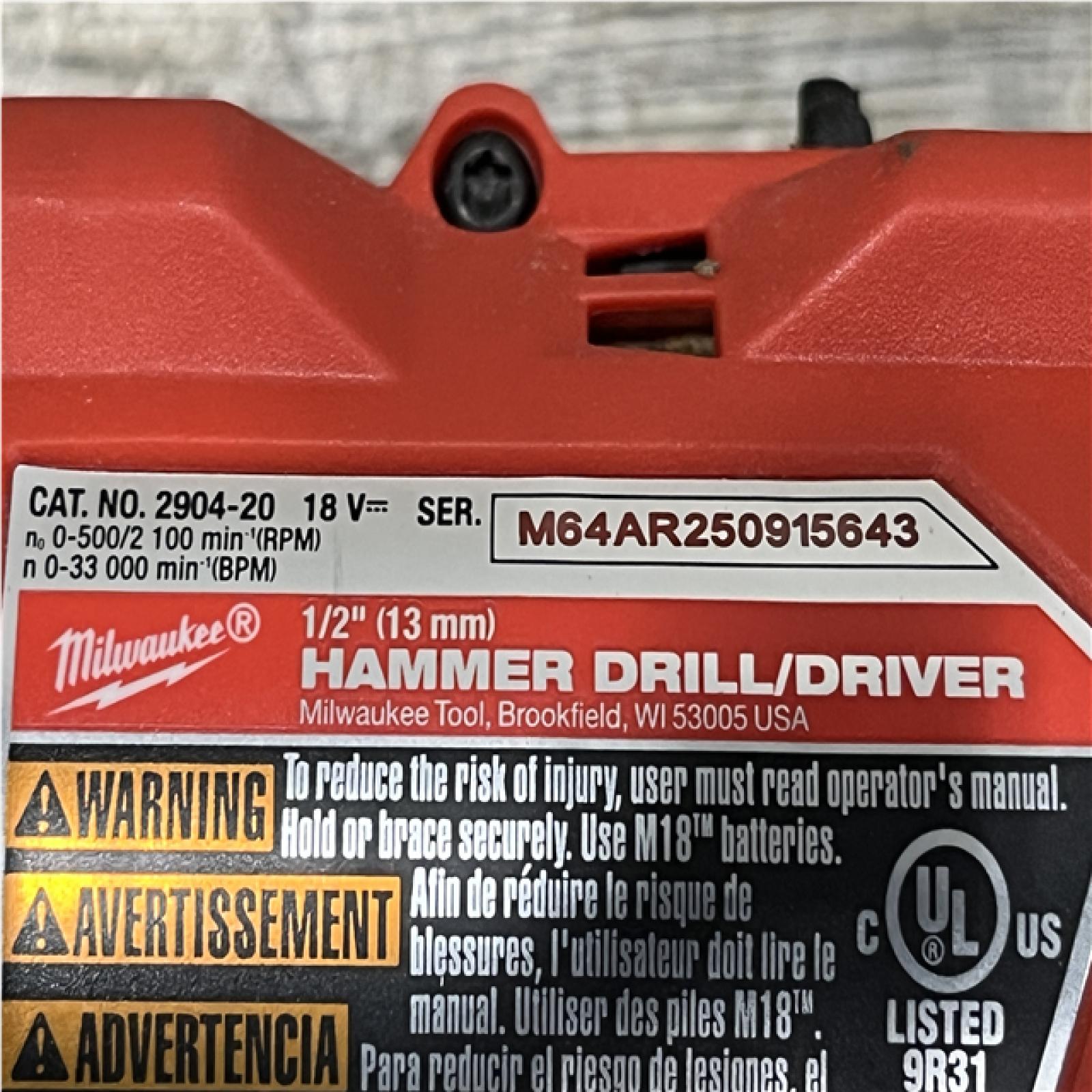 AS-IS Milwaukee FUEL 18V Lithium-Ion Brushless Cordless 1/2 in. Hammer Drill Driver Kit