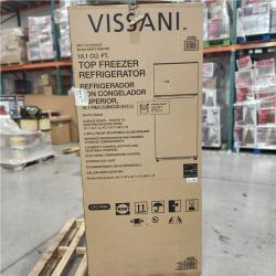 DALLAS LOCATION - Vissani 18.1 cu. ft. Top Freezer Refrigerator with Adjustable Glass Shelving in White  Garage Ready