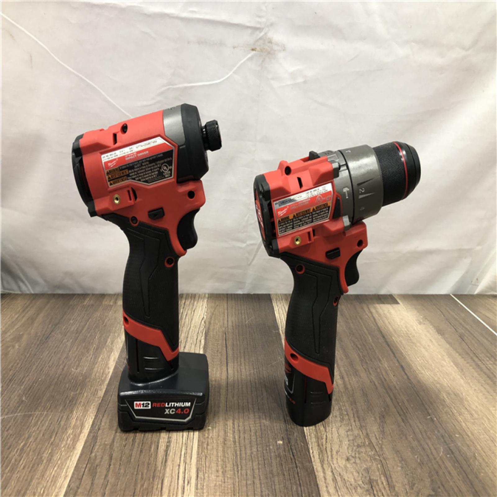 AS-IS Milwaukee FUEL 12-Volt Lithium-Ion Brushless Cordless Hammer Drill and Impact Driver Combo Kit