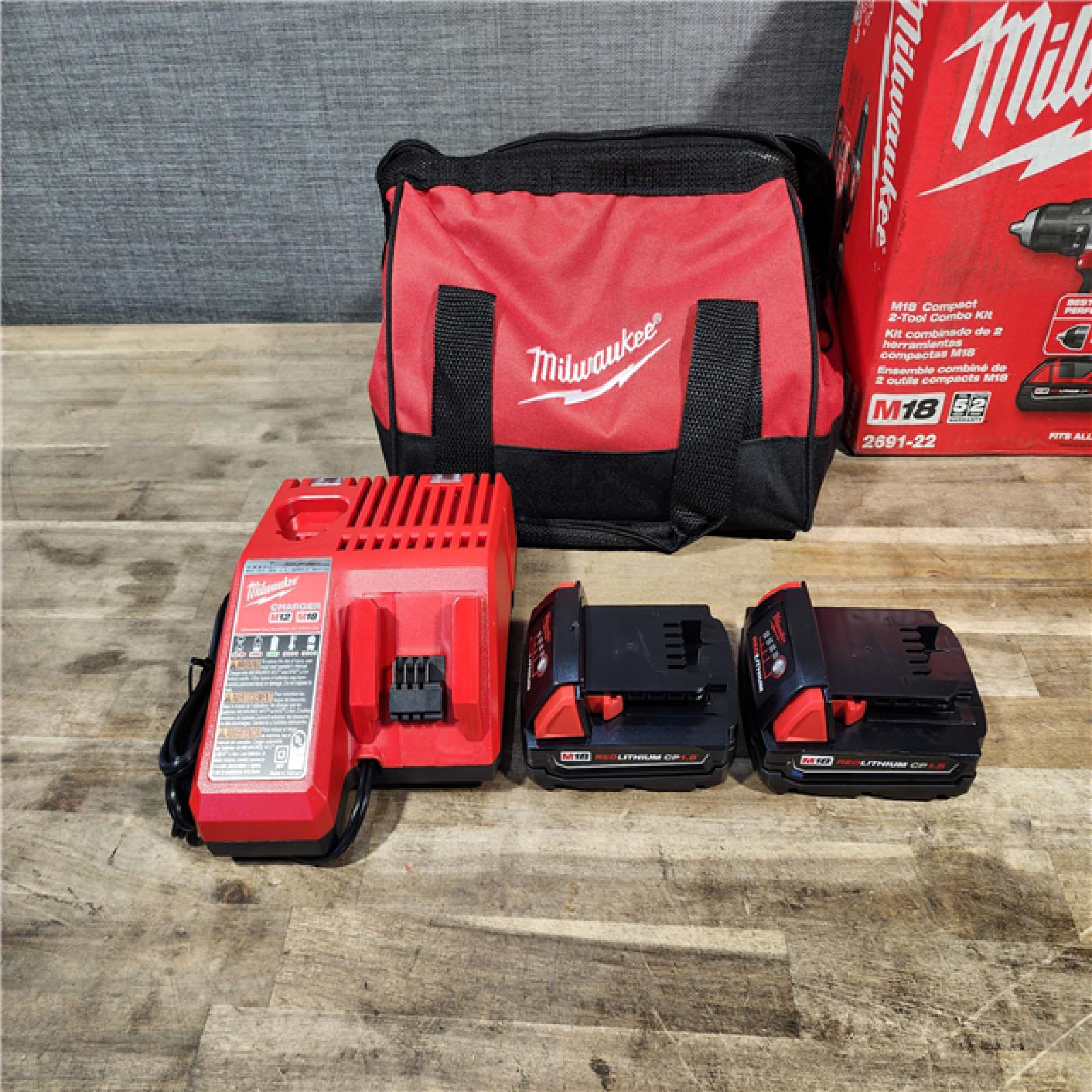 HOUSTON LOCATION - AS-IS Milwaukee 18V Cordless Brushed 2-Tool Drill/Driver and Impact Driver Kit