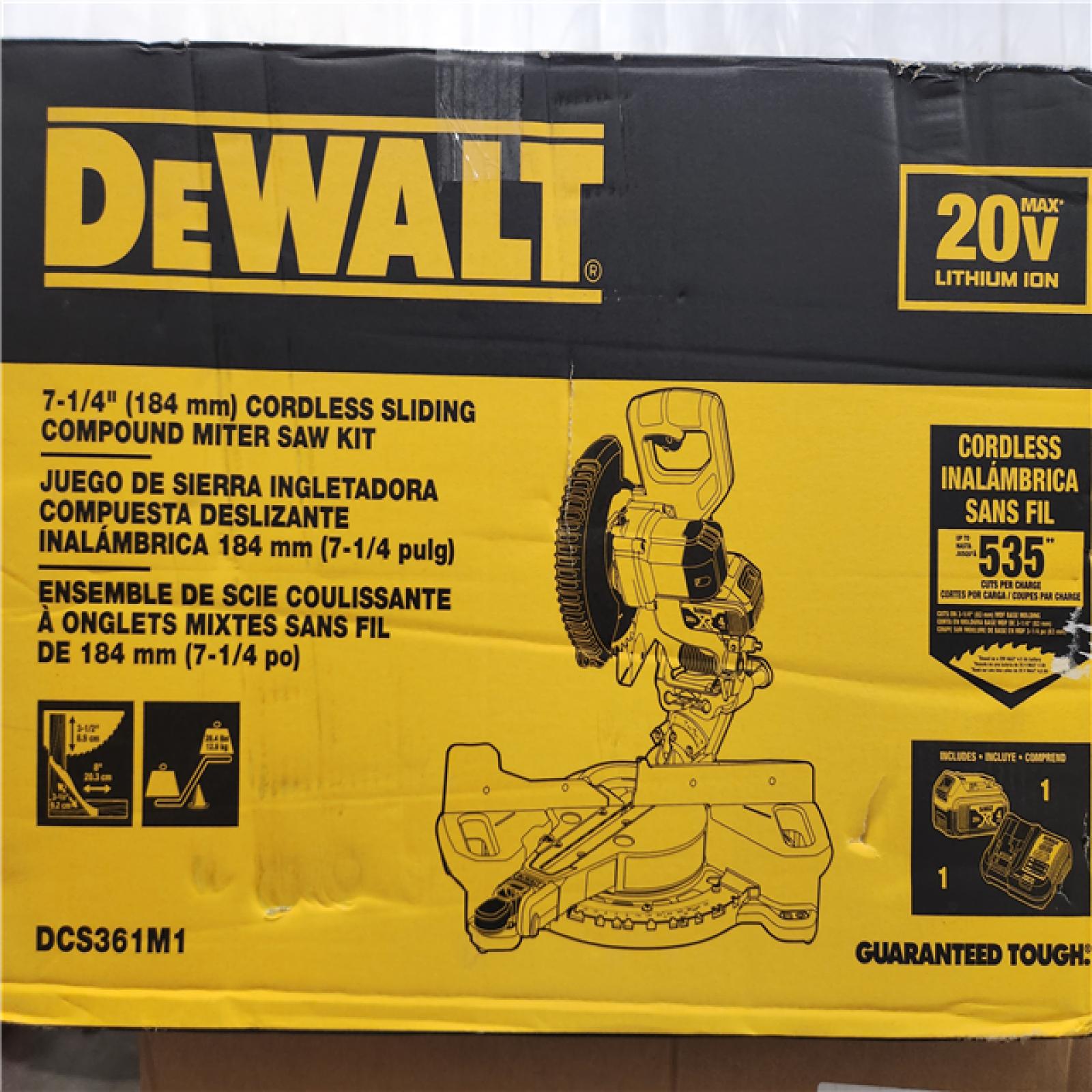 NEW- DEWALT  20V MAX Cordless 7-1/4 in. Sliding Miter Saw with (1) 20V Battery 4.0Ah