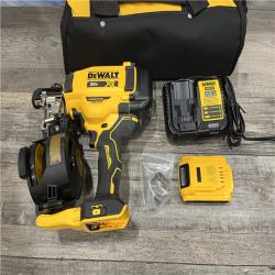 AS-IS DEWALT 20V MAX Lithium-Ion 15-Degree Electric Cordless Roofing Nailer Kit