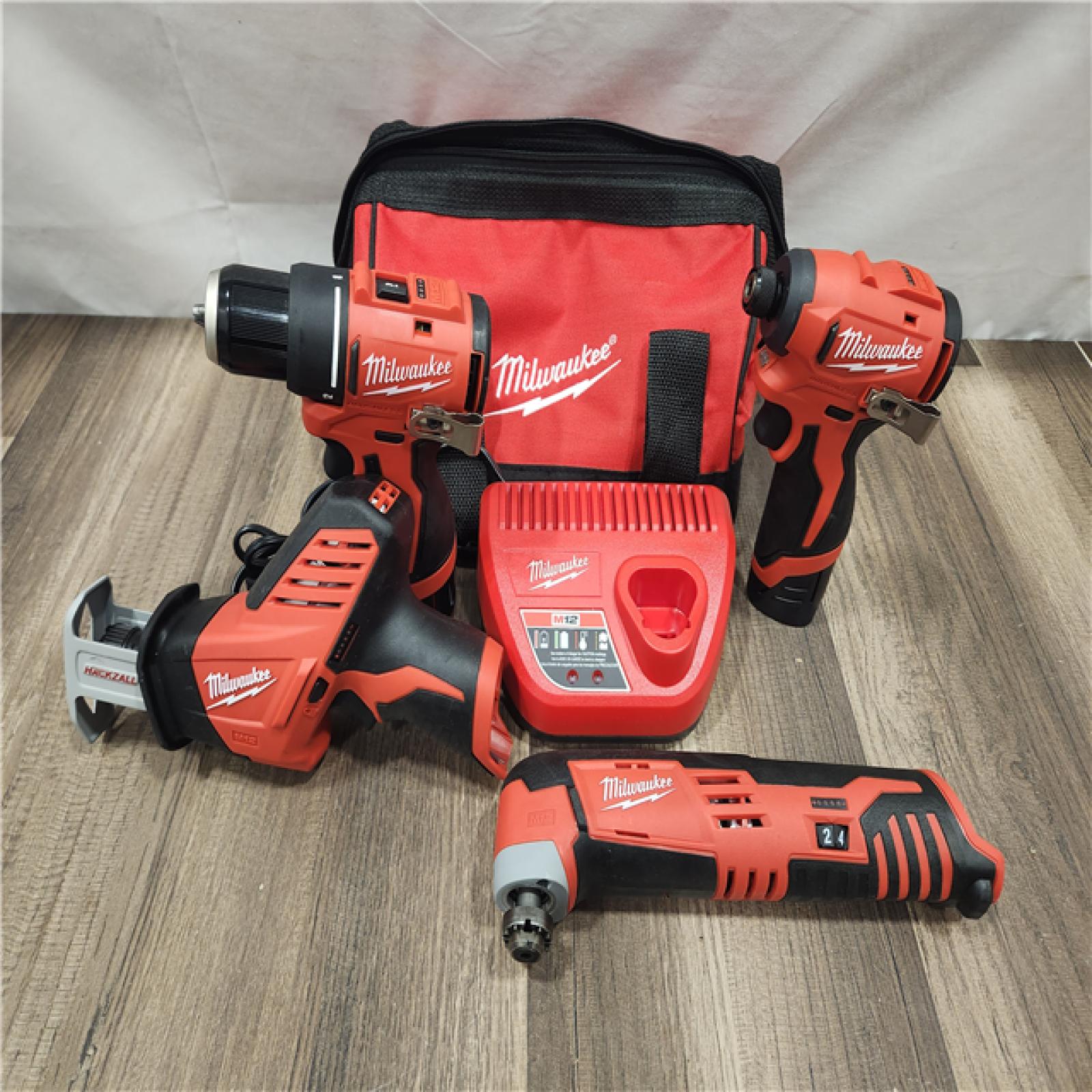 AS-IS- MILWAUKEE M12 4 TOOL COMBO KIT