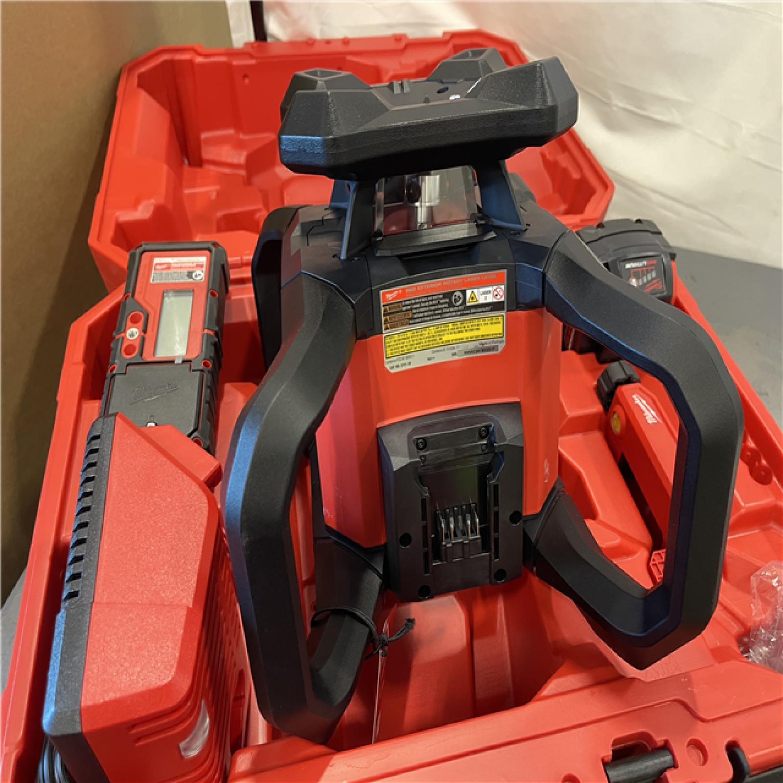 AS-IS - Milwaukee M18 2000 Ft. Red Exterior Rotary Laser Level Kit with Receiver and Receiver Clamp