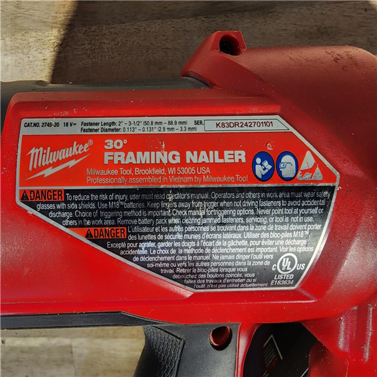 HOUSTON LOCATION - AS-IS M18 FUEL 3-1/2 in. 18-Volt 30-Degree Lithium-Ion Brushless Cordless Framing Nailer (Tool-Only)