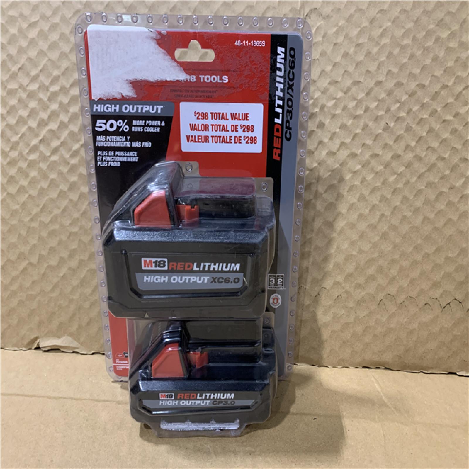New - Milwaukee M18 18-Volt Lithium-Ion High Output 6.0 Ah and 3.0 Ah Battery (2-Pack)