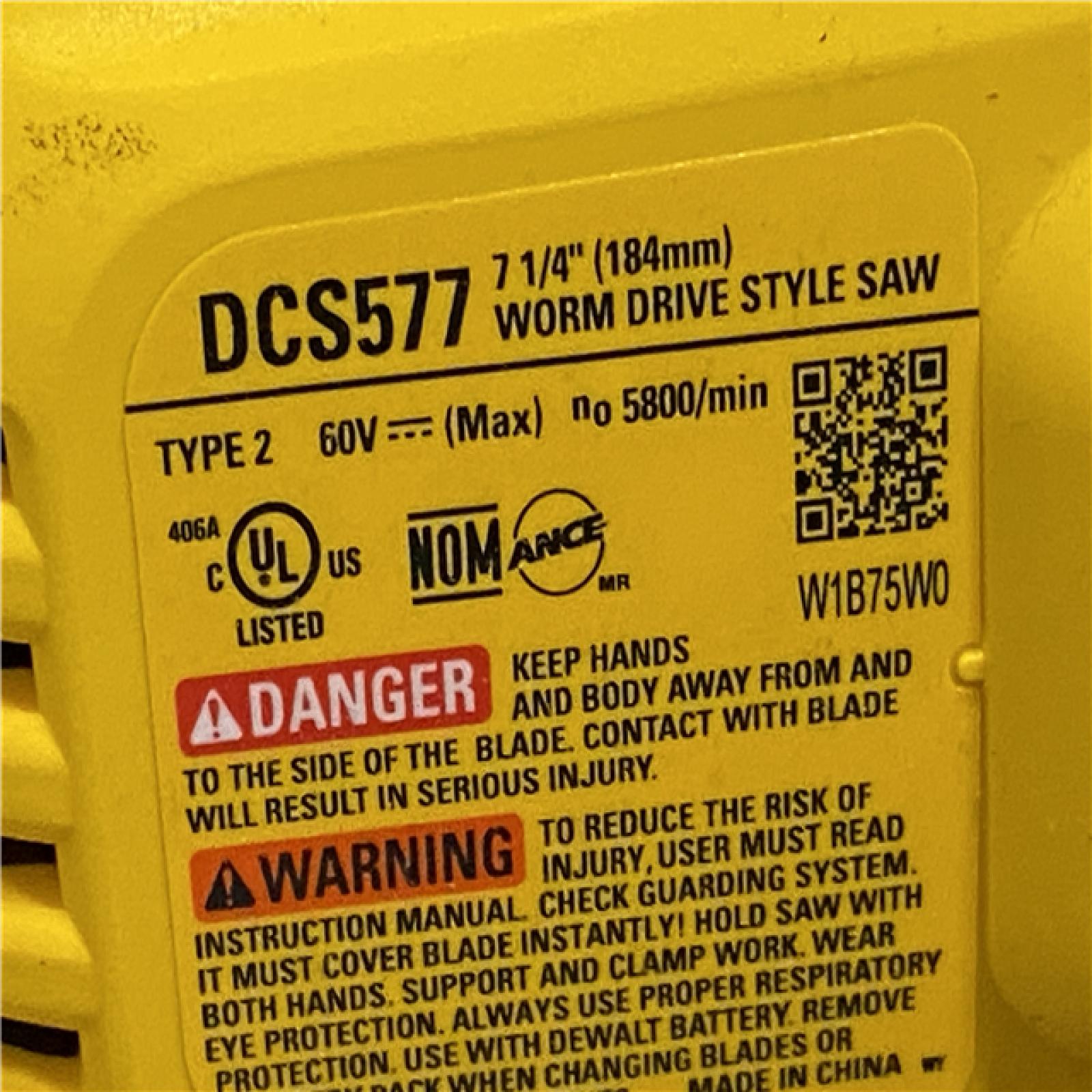 AS-IS DEWALT FLEXVOLT 60V MAX Cordless Brushless 7-1/4 in. Wormdrive Style Circular Saw (Tool Only)