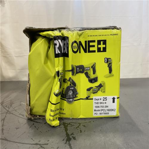 NEW! - RYOBI ONE+ 18V Cordless 6-Tool Combo Kit with 1.5 Ah Battery  4.0 Ah Battery  and Charger