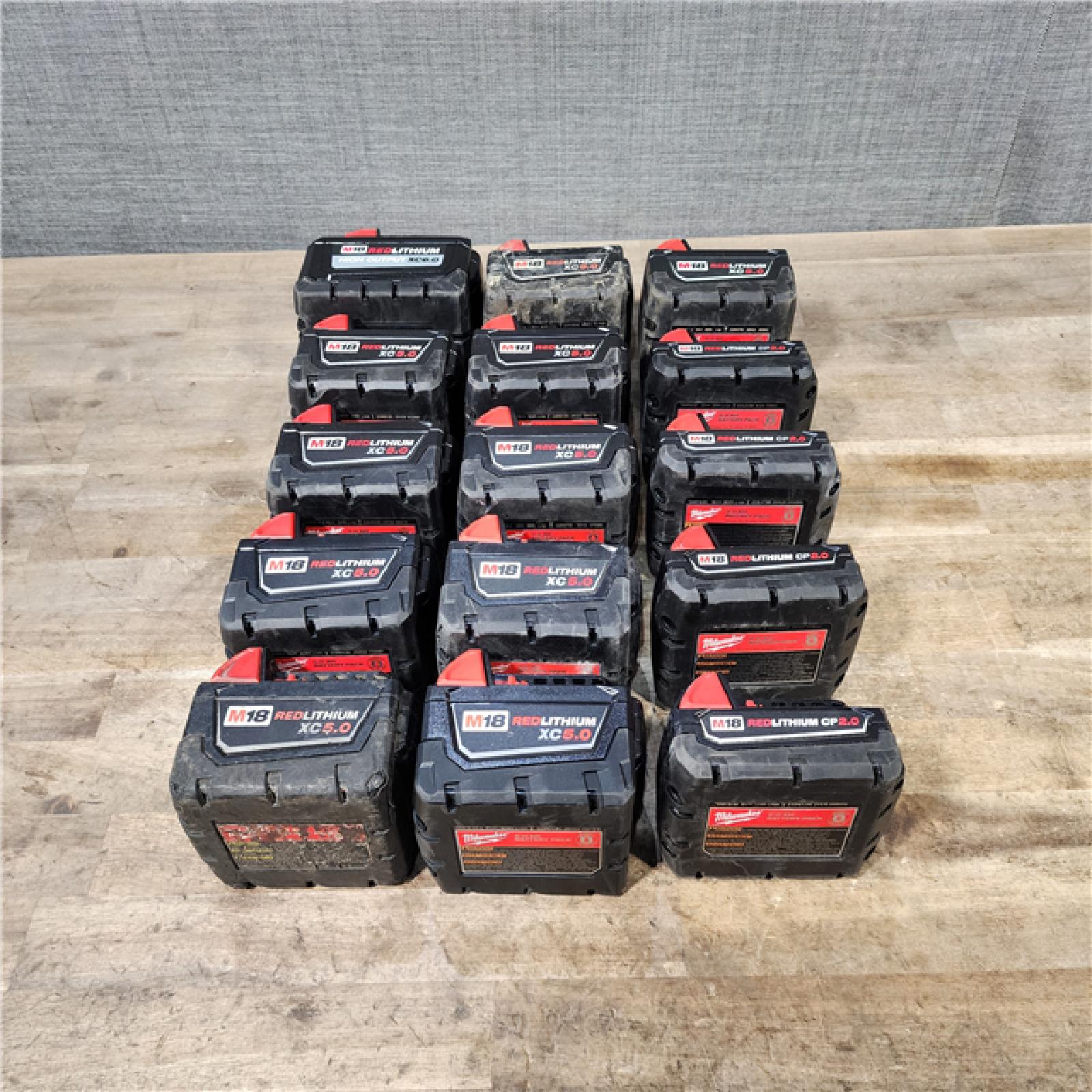 HOUSTON LOCATION - AS-IS MILWAUKEE BATTERY PACK QTY - 15