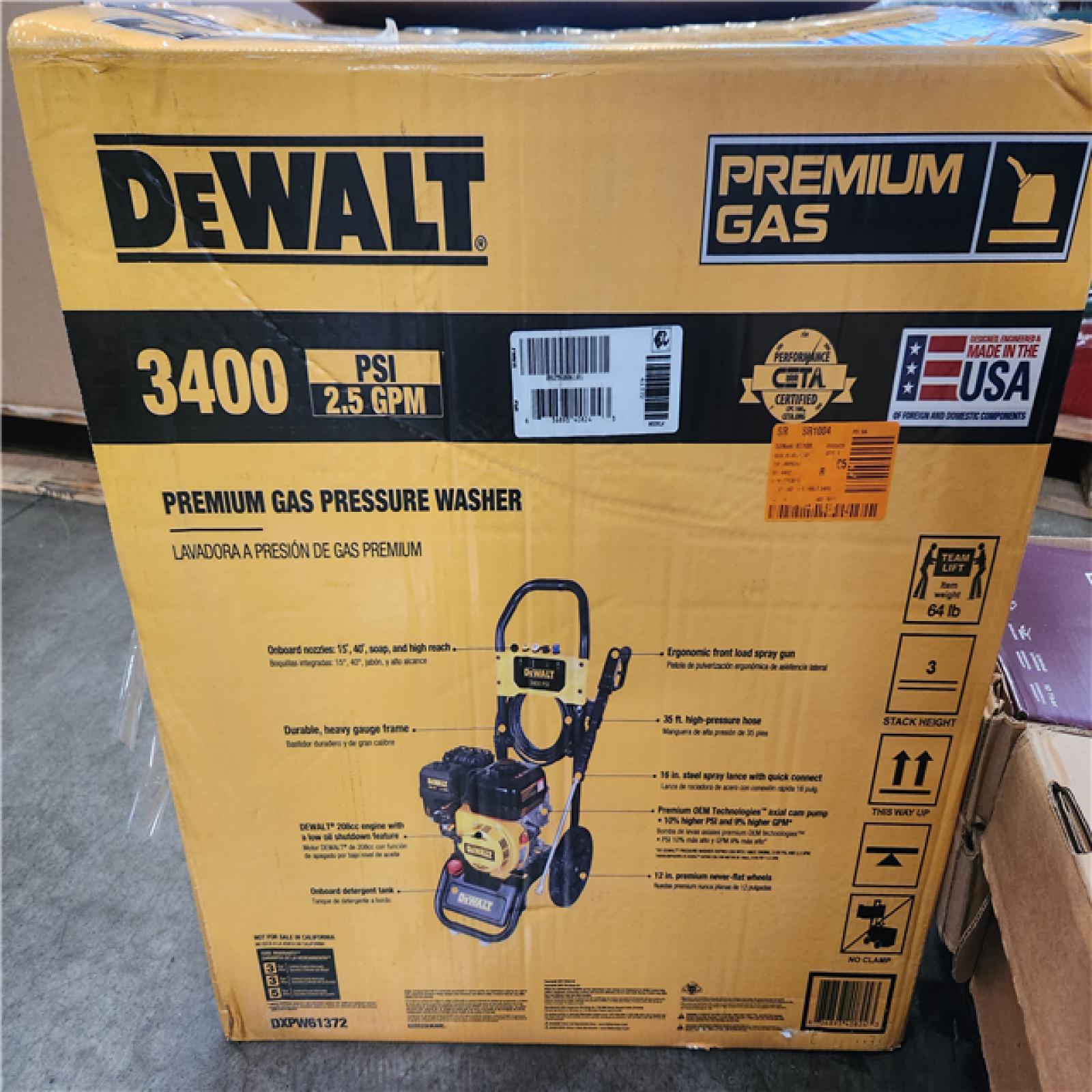 Phoenix NEW DEWALT 3400 PSI 2.5 GPM Gas Cold Water Pressure Washer with DeWalt 210 Engine