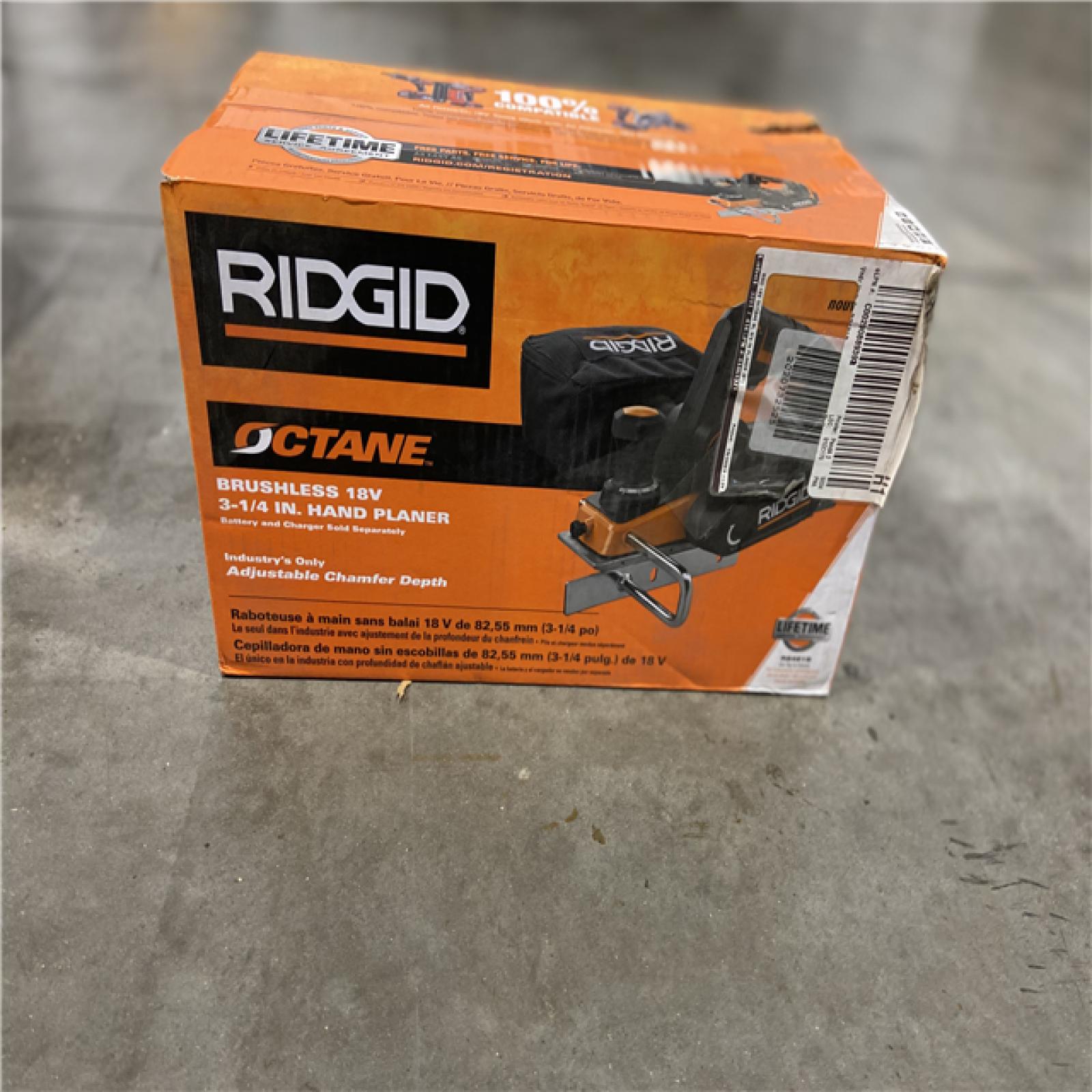 NEW! -RIDGID 18V Brushless Cordless 3-1/4 in. Hand Planer (Tool Only) with Dust Bag