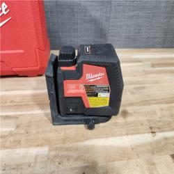 HOUSTON LOCATION - AS-IS Milwaukee Green 100 ft. Cross Line and Plumb Points Rechargeable Laser Level with REDLITHIUM Lithium-Ion USB Battery and Charger