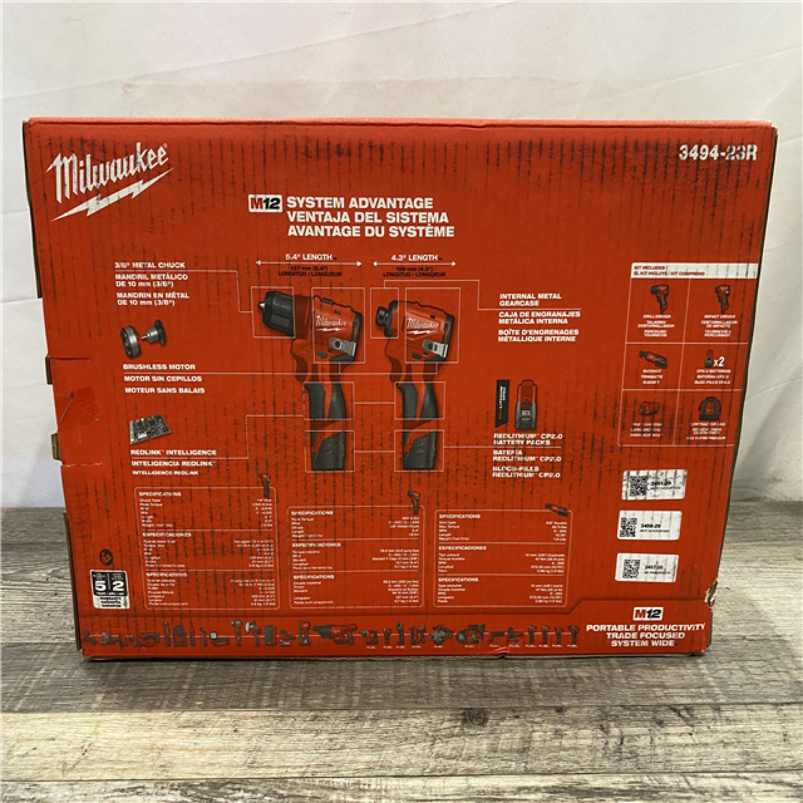 NEW - Milwaukee 12-Volt Lithium-Ion Brushless Cordless Subcompact Drill &Impact Driver Combo Kit