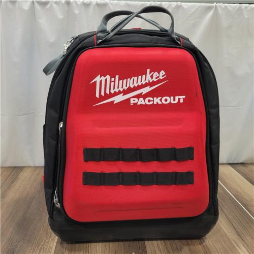 AS-IS  Milwaukee Tool PACKOUT 48 Pocket, Ballistic Polyester, Red/Black Backpack Tool Bag - 11-13/16 Wide X 15-3/4 High X 15-3/4 Deep | Part #48-22-8301