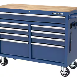 DALLAS LOCATION- AS HUSKY 46 in. W x 18 in. 9-Drawer Gloss Blue/Woodtop Mobile Workbench
