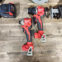 HOUSTON LOCATION - AS-IS Milwaukee M18 18-Volt Lithium-Ion Brushless Cordless Combo Kit (4-Tool) with 2-Batteries, 1-Charger and Tool Bag