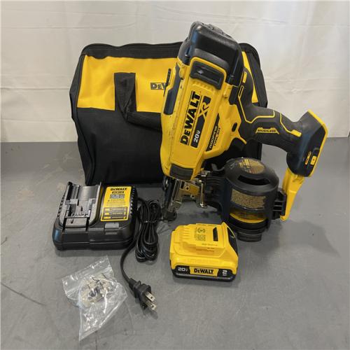 AS-IS -  DEWALT 20V MAX Lithium-Ion 15-Degree Electric Cordless Roofing Nailer Kit