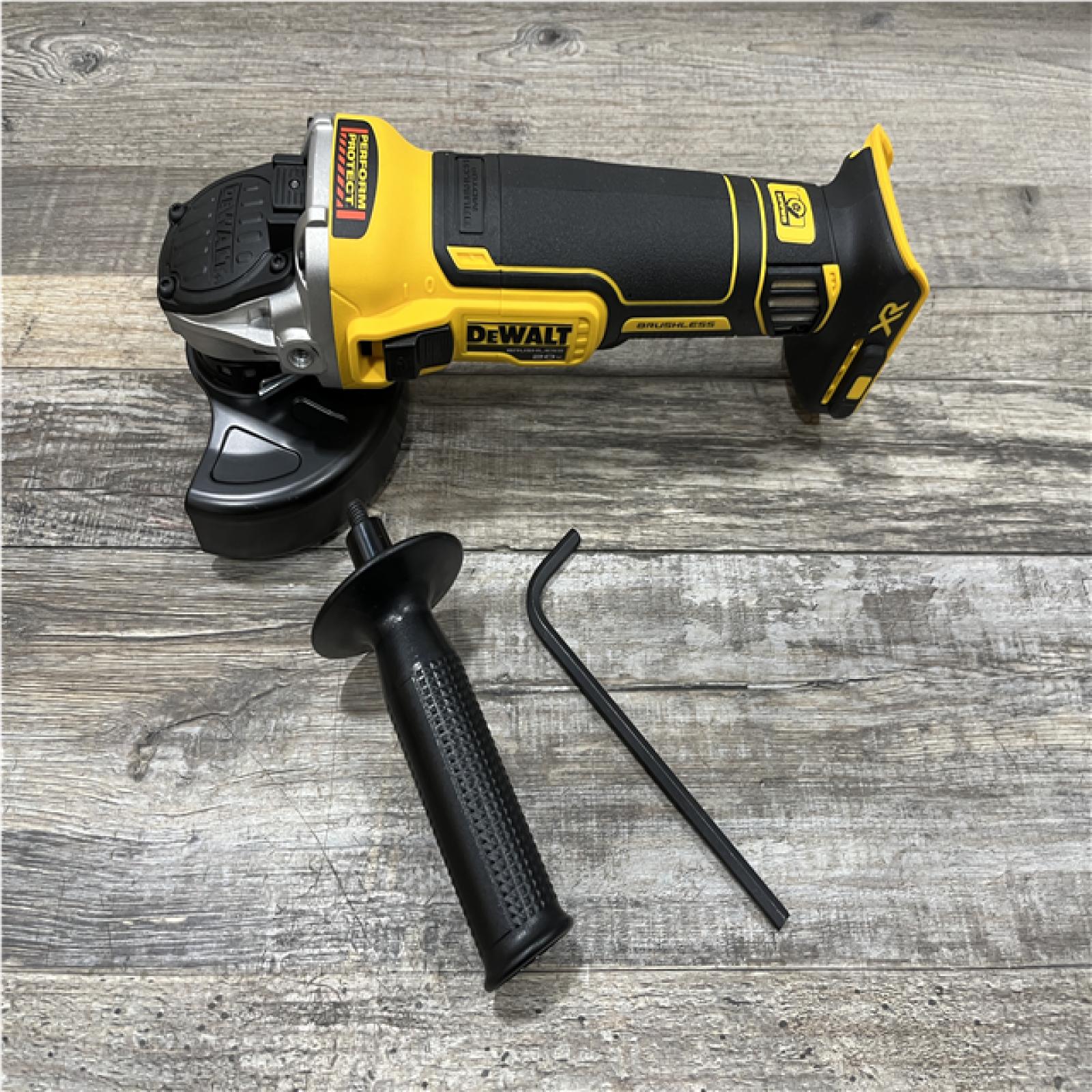 AS-IS DEWALT 20V MAX XR Cordless Brushless 4.5 in. Slide Switch Small Angle Grinder with Kickback Brake (Tool Only)