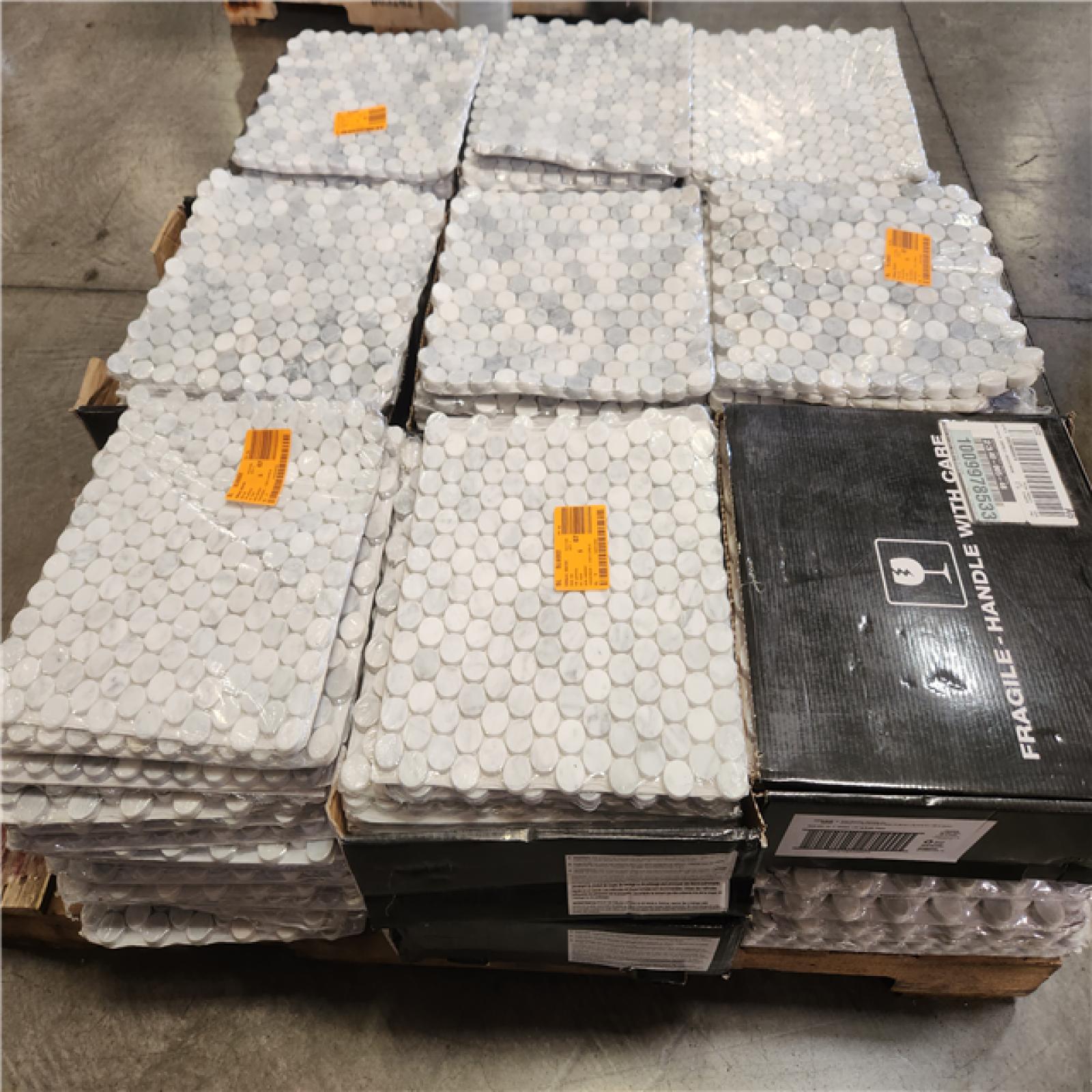 Phoenix MSI Capri Blue Penny Round 12 in. x 12 in. x 0.38 in. Honed Marble Mesh-Mounted Mosaic Floor and Wall Tile Pallet (18+Boxes)