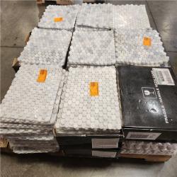 Phoenix MSI Capri Blue Penny Round 12 in. x 12 in. x 0.38 in. Honed Marble Mesh-Mounted Mosaic Floor and Wall Tile Pallet (18+Boxes)