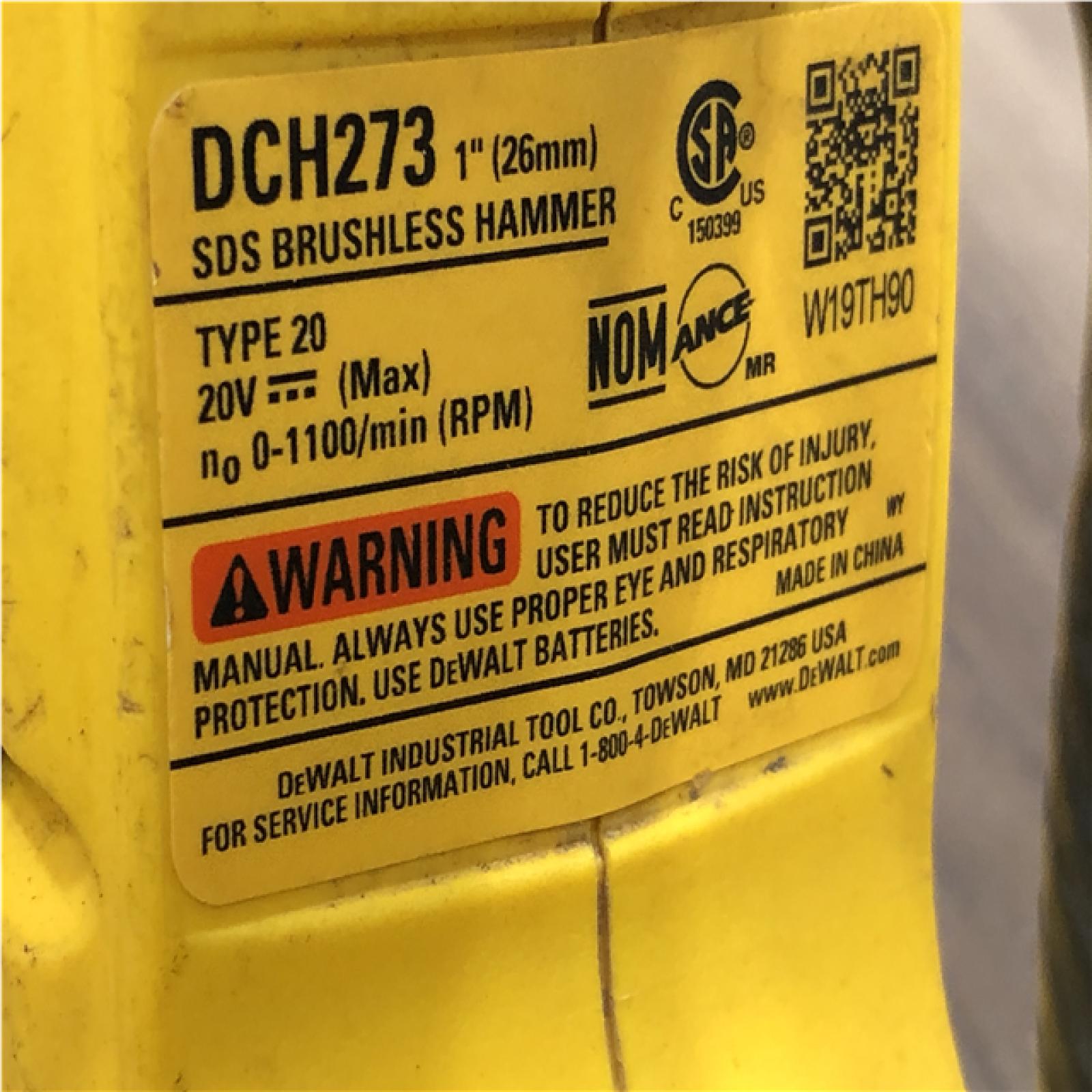 AS-IS DEWALT 20V MAX XR Cordless Brushless 1 in. SDS Plus L-Shape Rotary Hammer (Tool Only)